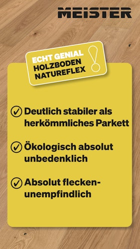 MEISTER Holzboden Natureflex HD 100 2200 x 210 x 8 mm 20014 Eiche lebhaft cremeweiß gebürstet ultramattlackiert