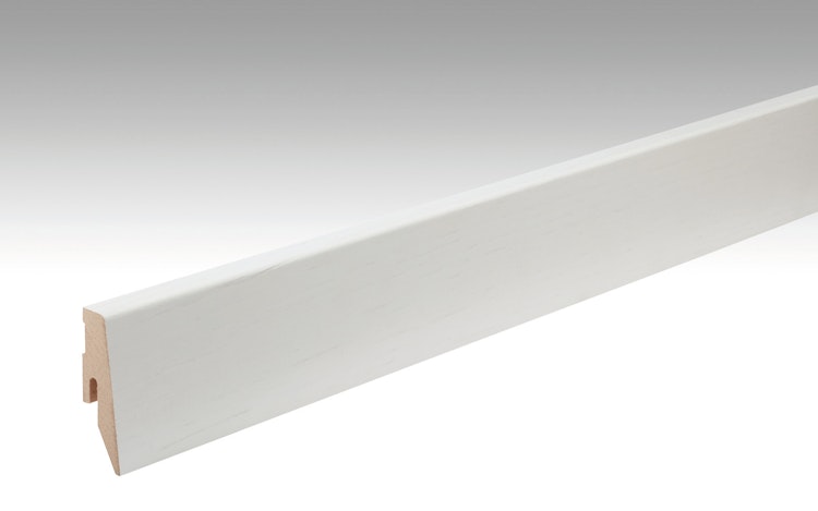 MEISTER Fußleiste Profil 3 PK Eiche weiß deckend 1079 für Parkettböden - 2380 x 60 x 20 mm