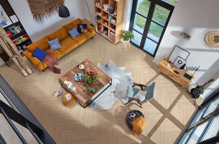 Handmuster Meister Laminatboden MeisterDesign. laminate LS 350 840 x 168 x 10 mm 07122 Felseneiche sand Porensynchron-Struktur