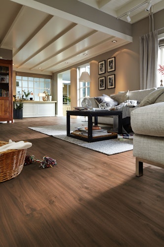 MEISTER Laminatboden MeisterDesign. laminate LL 150 S 2052 x 220 x 10 mm 06389 Nussbaum Amore Rohholz-Poren-Struktur